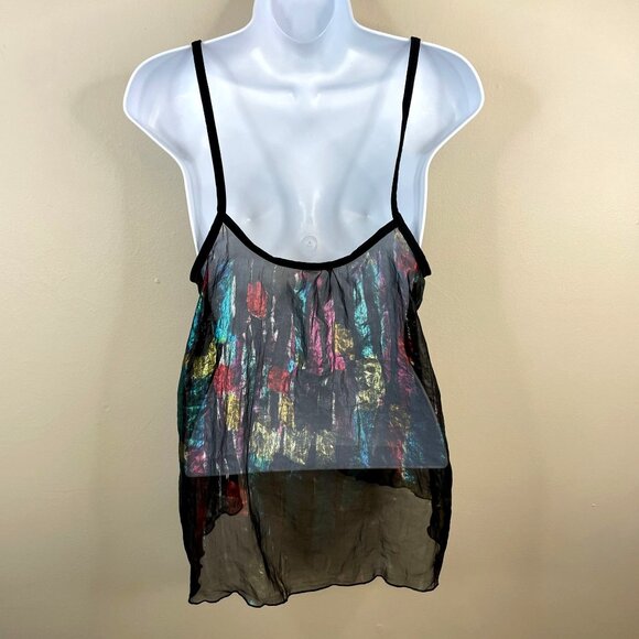Y2K Whimsigoth Fairy Tank Top Medium Sheer Iridescent Rave Cami Going Out - Picture 2 of 13